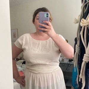 Elizabeth Suzann Maxine Tie Knot silk crop top size large ivory